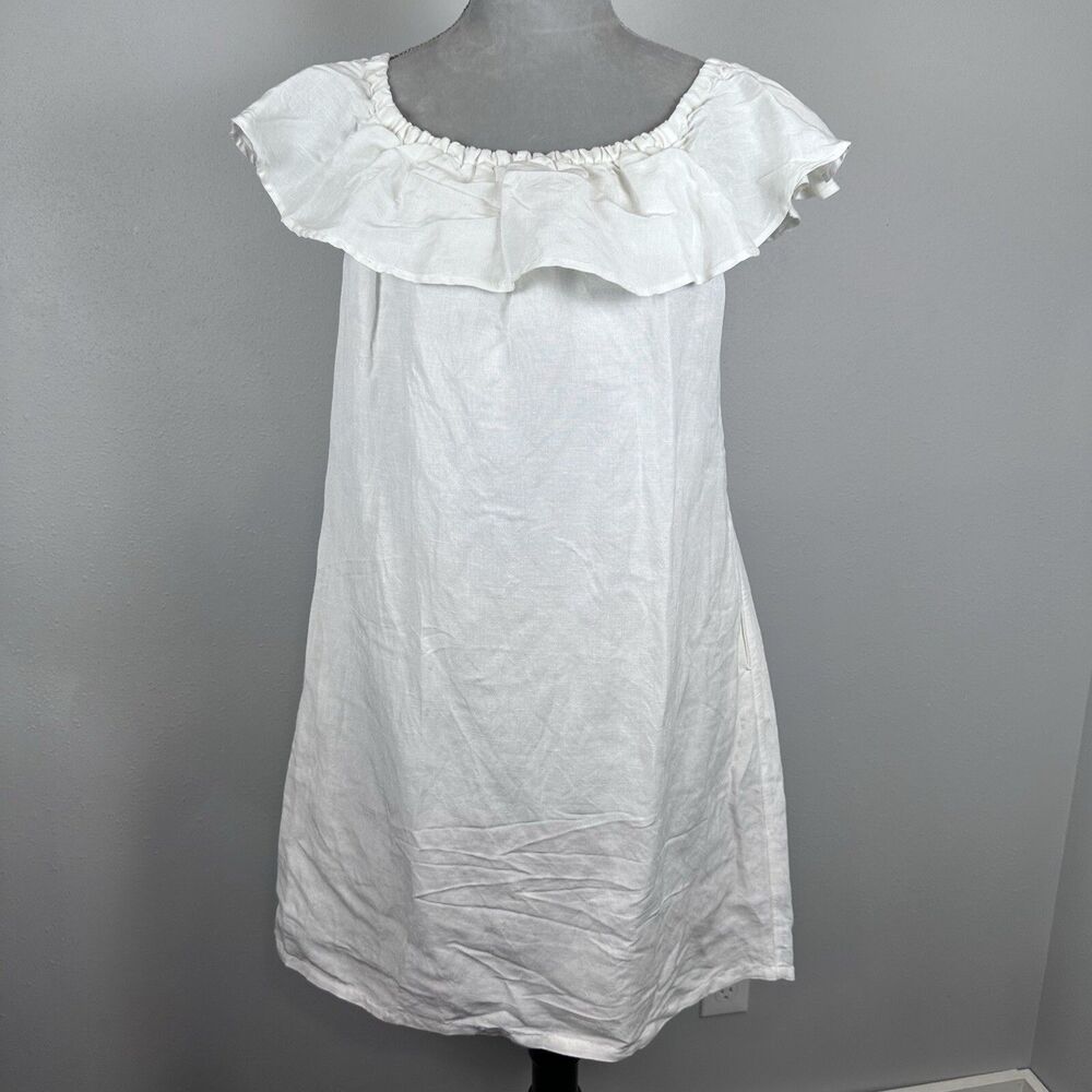 Tommy Bahama Women's  MED Linen Off Shoulder Dress Cover-Up St Lucia Ruffle NWT